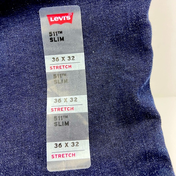 LEVI'S 511 BLUE JEANS 36X32, DARK BLUE WITH GOLDEN THREADS, 511 STRETCH SLIM - Picture 8 of 14